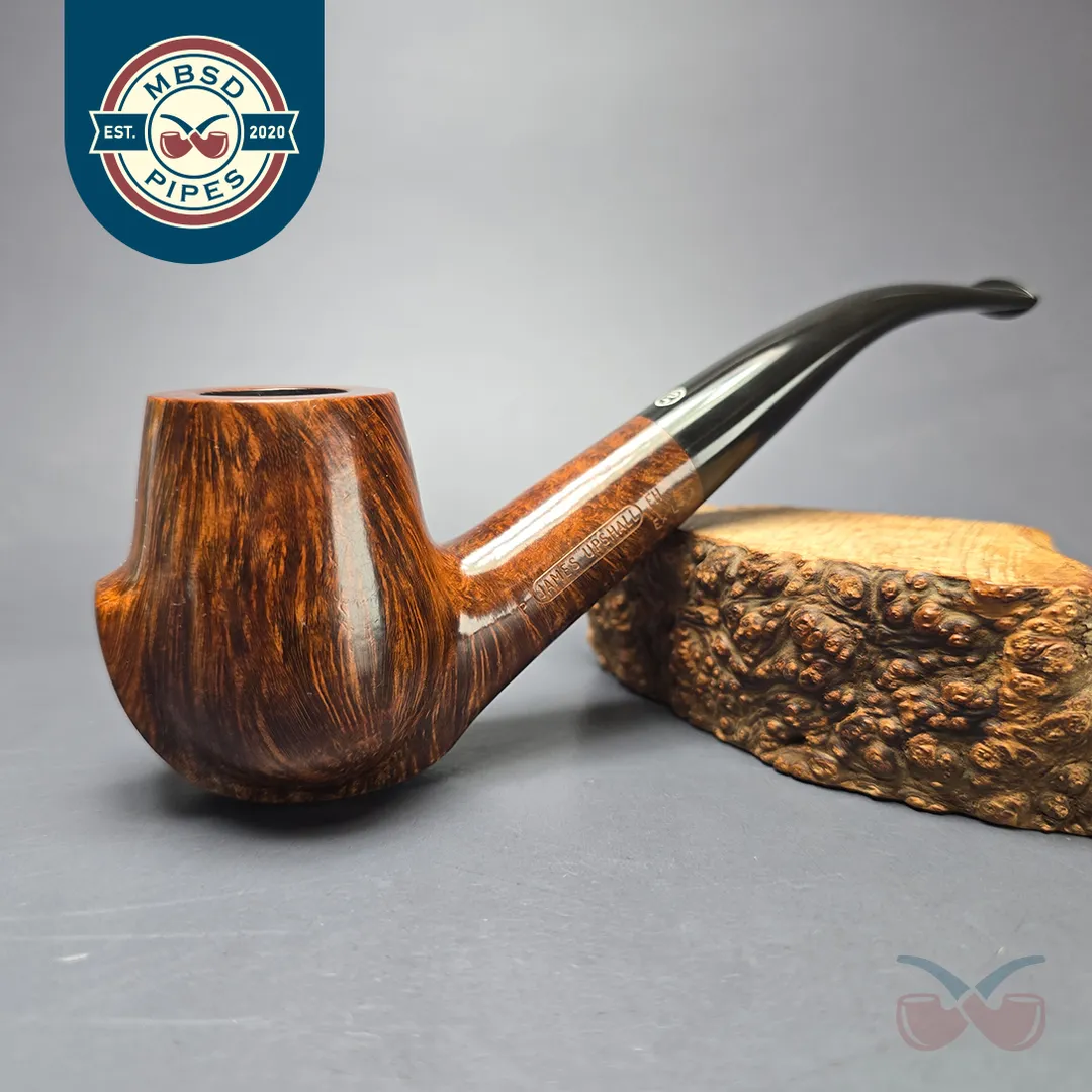 James Upshall P Grade EXL Smooth "Keel" Bent Billiard Estate Briar Pipe, Unsmoked