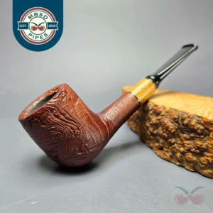 MBSD Briars by Piero Vitale Vintage Sandblasted Billiard w/ Olivewood Briar Pipe, New