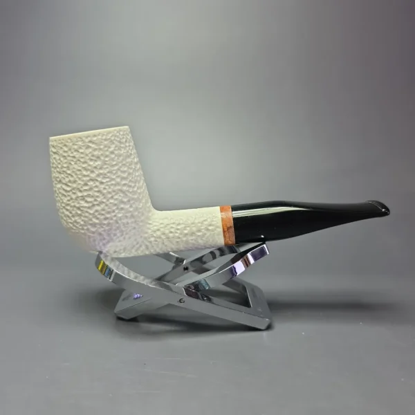 MBSD Meerschaum Deluxe Rusticated Billiard Block Meerschaum Pipe, Briar-Mortise, New - Image 3