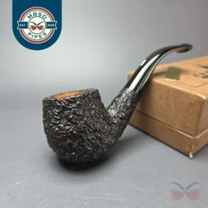 Castello Sea Rock Briar 4K Rusticated Bent Billiard Estate Briar Pipe, Unsmoked