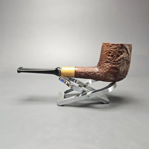 MBSD Briars by Piero Vitale Vintage Sandblasted Billiard w/ Olivewood Briar Pipe, New - Image 4