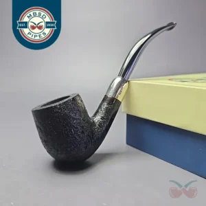 MBSD Briars Timeless Traditions 2 Sandblasted Bent Billiard w/ Silver Handmade Briar Pipe, New