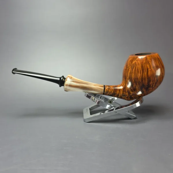 Brentegani Smooth Gert Holbek Tribute w/ Ox Horn Handmade Briar Pipe, New - Image 4