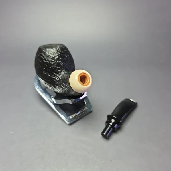 Qi Studio Sandblasted Brandy w/ Ivorite Estate Briar Pipe, Unsmoked - Image 11