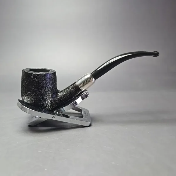 MBSD Briars Timeless Traditions 2 Sandblasted Bent Billiard w/ Silver Handmade Briar Pipe, New - Image 3