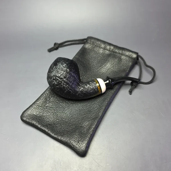 Qi Studio Sandblasted Brandy w/ Ivorite Estate Briar Pipe, Unsmoked - Image 12