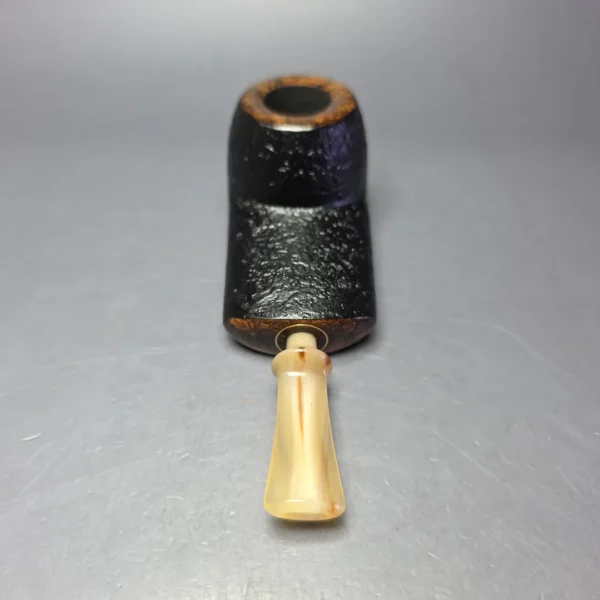 J Mouton Partially Sandblasted Wide Shank Apple / Horn Handmade Briar Pipe, New - Image 5