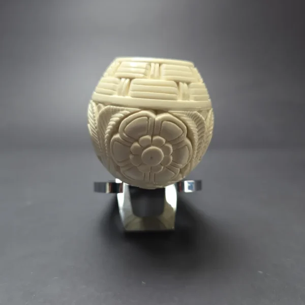 MBSD Meerschaum Silver Floral Apple Reverse Calabash Block Meerschaum Pipe, New - Image 3