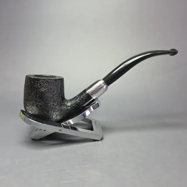 MBSD Briars Timeless Traditions 2 Sandblasted Bent Billiard w/ Silver Handmade Briar Pipe, New - Image 3