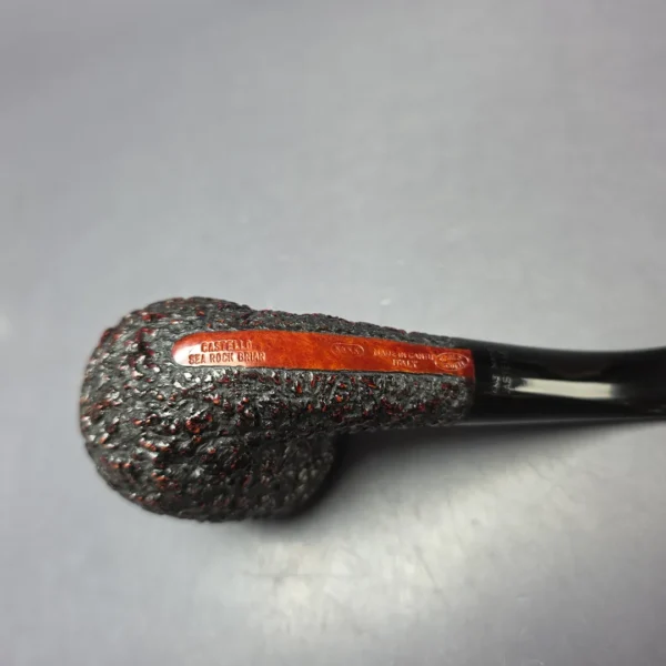 Castello Sea Rock Briar 4K Rusticated Bent Billiard Estate Briar Pipe, Unsmoked - Image 9