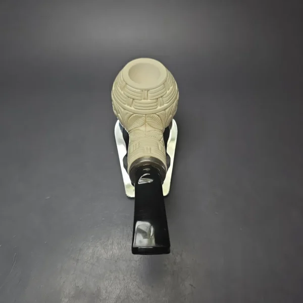 MBSD Meerschaum Silver Floral Apple Reverse Calabash Block Meerschaum Pipe, New - Image 5