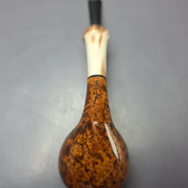Brentegani Smooth Gert Holbek Tribute w/ Ox Horn Handmade Briar Pipe, New - Image 8