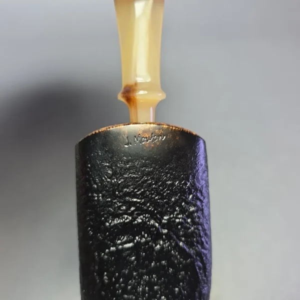 J Mouton Partially Sandblasted Wide Shank Apple / Horn Handmade Briar Pipe, New - Image 8
