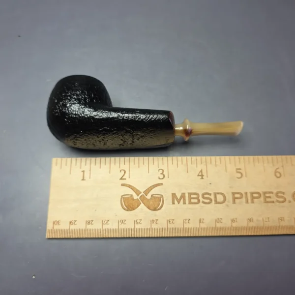 J Mouton Partially Sandblasted Wide Shank Apple / Horn Handmade Briar Pipe, New - Image 9