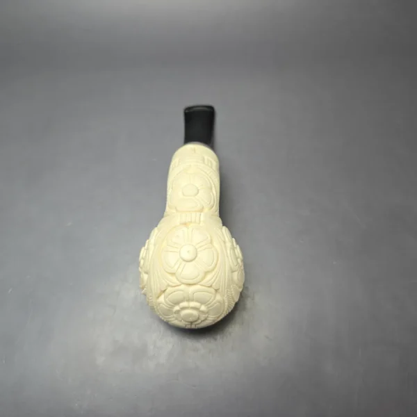 MBSD Meerschaum Silver Floral Apple Reverse Calabash Block Meerschaum Pipe, New - Image 7