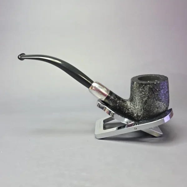 MBSD Briars Timeless Traditions 2 Sandblasted Bent Billiard w/ Silver Handmade Briar Pipe, New - Image 6