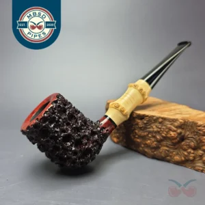 Walt Cannoy Cardinal House Morton Lava Rock Billiard w/ Bamboo Handmade Briar Pipe, New