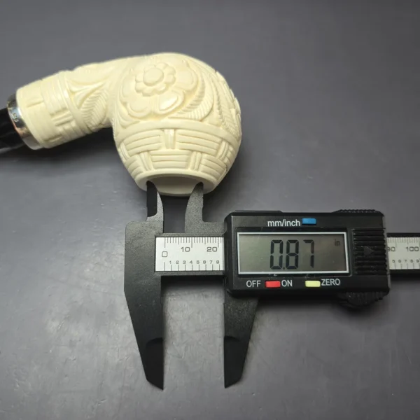 MBSD Meerschaum Silver Floral Apple Reverse Calabash Block Meerschaum Pipe, New - Image 9