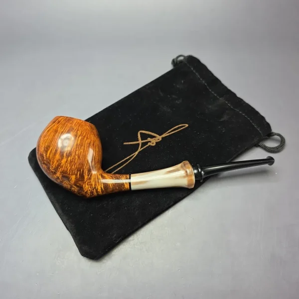 Brentegani Smooth Gert Holbek Tribute w/ Ox Horn Handmade Briar Pipe, New - Image 12