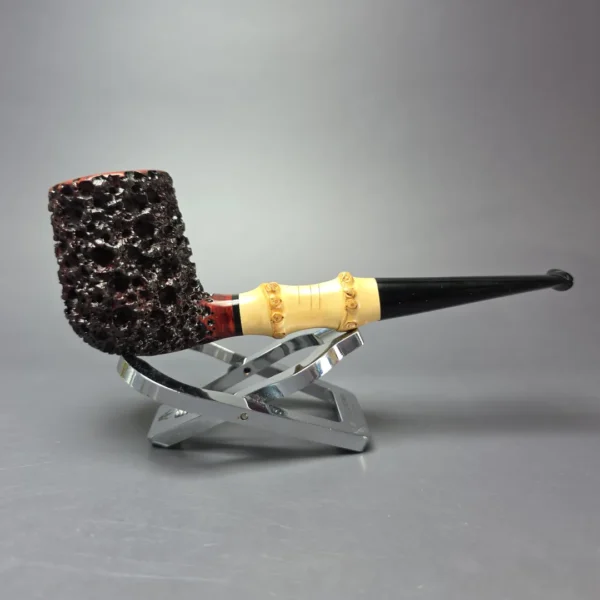 Walt Cannoy Cardinal House Morton Lava Rock Billiard w/ Bamboo Handmade Briar Pipe, New - Image 3