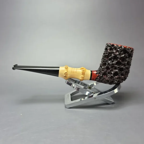 Walt Cannoy Cardinal House Morton Lava Rock Billiard w/ Bamboo Handmade Briar Pipe, New - Image 5