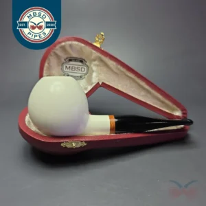 MBSD Meerschaum Deluxe XL Translucent Smooth Apple Block Meerschaum Pipe, Briar-Mortise, New