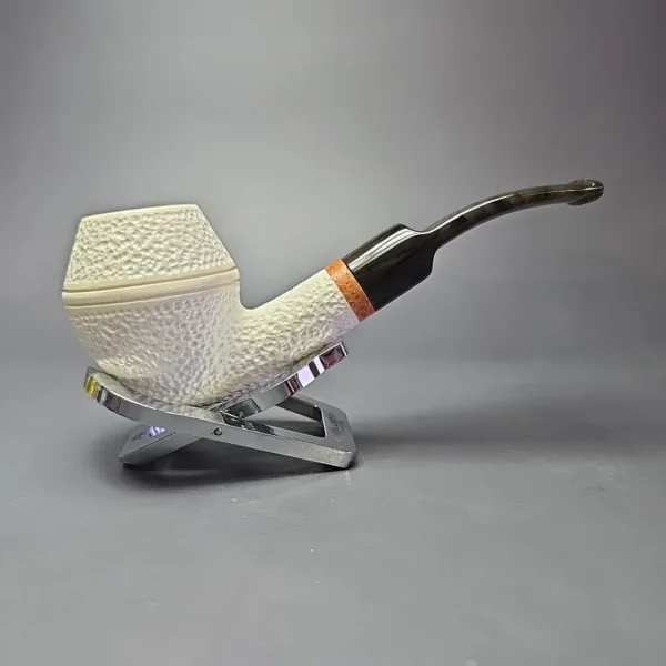 MBSD Meerschaum Deluxe Rusticated Rhodesian Block Meerschaum Pipe, Briar-Mortise, New - Image 3