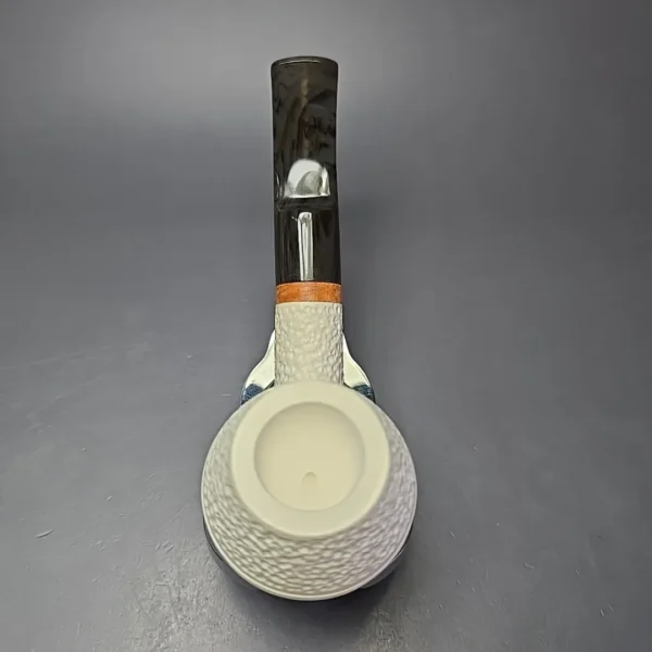 MBSD Meerschaum Deluxe Rusticated Rhodesian Block Meerschaum Pipe, Briar-Mortise, New - Image 4