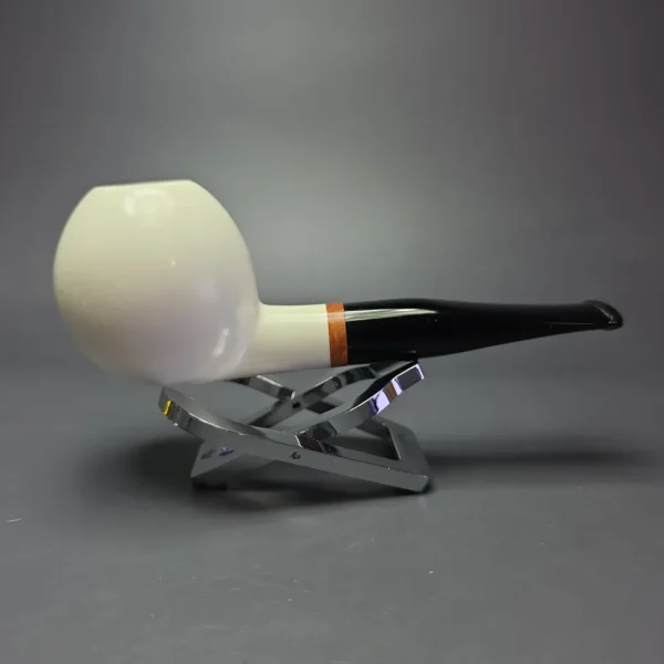 MBSD Meerschaum Deluxe XL Translucent Smooth Apple Block Meerschaum Pipe, Briar-Mortise, New - Image 3