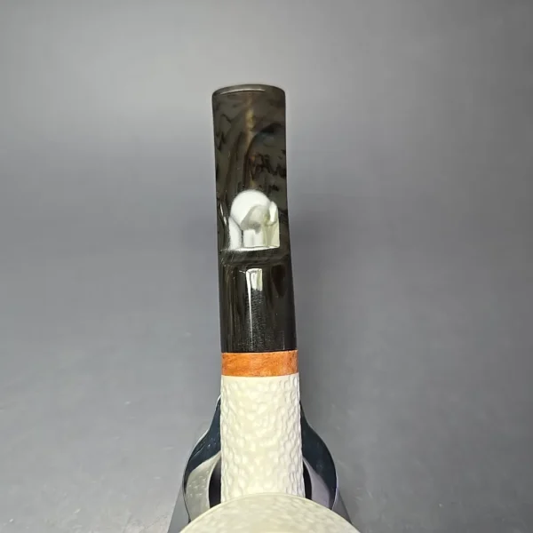 MBSD Meerschaum Deluxe Rusticated Rhodesian Block Meerschaum Pipe, Briar-Mortise, New - Image 5
