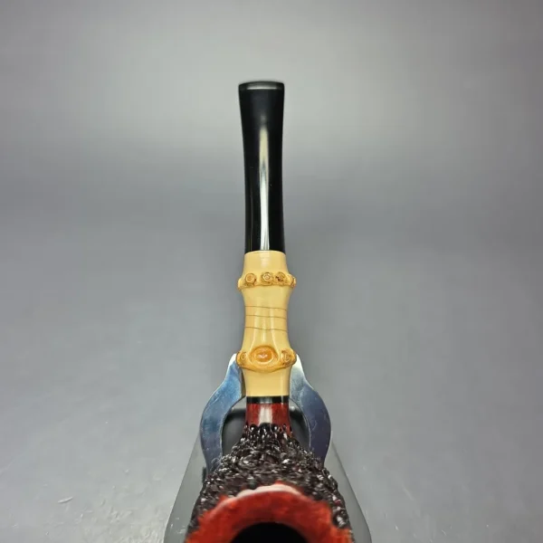 Walt Cannoy Cardinal House Morton Lava Rock Billiard w/ Bamboo Handmade Briar Pipe, New - Image 10
