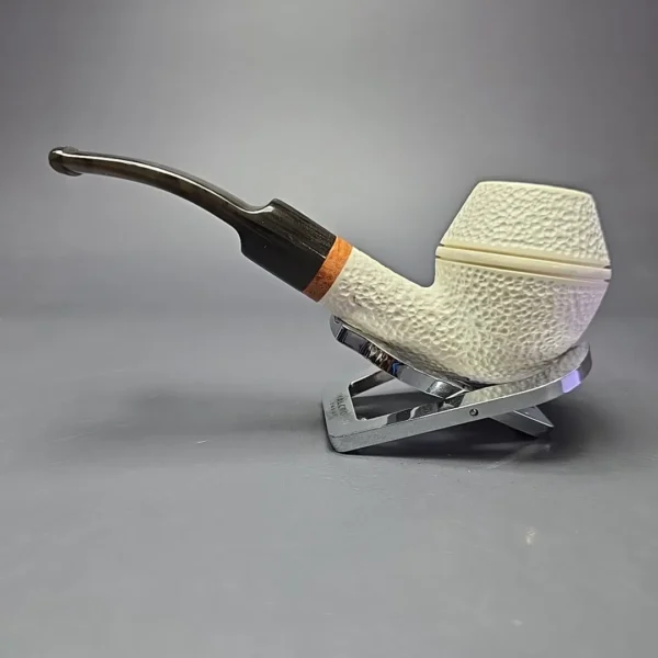 MBSD Meerschaum Deluxe Rusticated Rhodesian Block Meerschaum Pipe, Briar-Mortise, New - Image 6