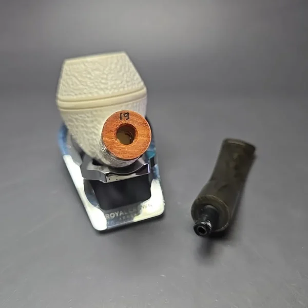 MBSD Meerschaum Deluxe Rusticated Rhodesian Block Meerschaum Pipe, Briar-Mortise, New - Image 7