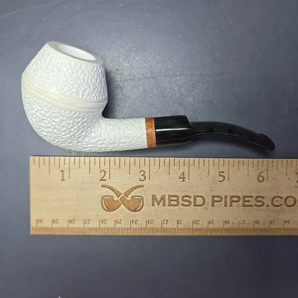 MBSD Meerschaum Deluxe Rusticated Rhodesian Block Meerschaum Pipe, Briar-Mortise, New - Image 9