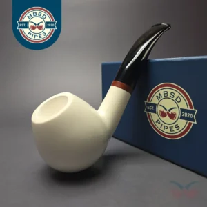 MBSD Meerschaum Deluxe Smooth Brandy Block Meerschaum Pipe, Briar-Mortise, 9mm