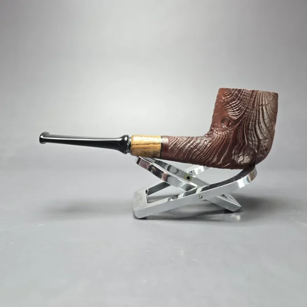 MBSD Briars by Piero Vitale Vintage Sandblasted Billiard w/ Olivewood Briar Pipe, New - Image 4
