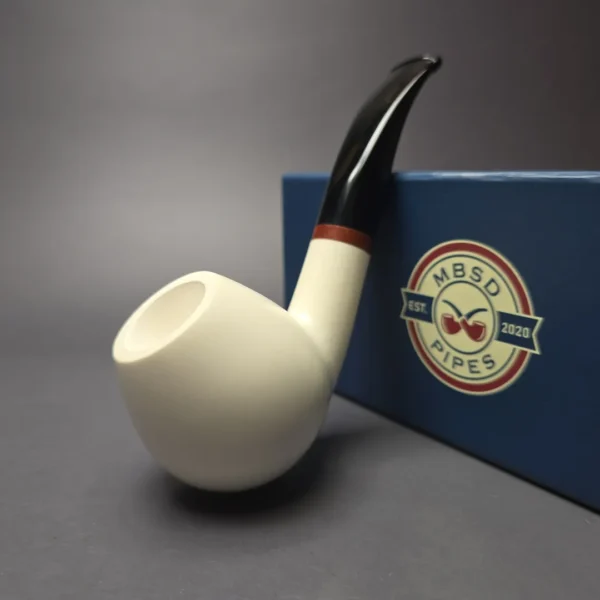 MBSD Meerschaum Deluxe Smooth Brandy Block Meerschaum Pipe, Briar-Mortise, 9mm - Image 3