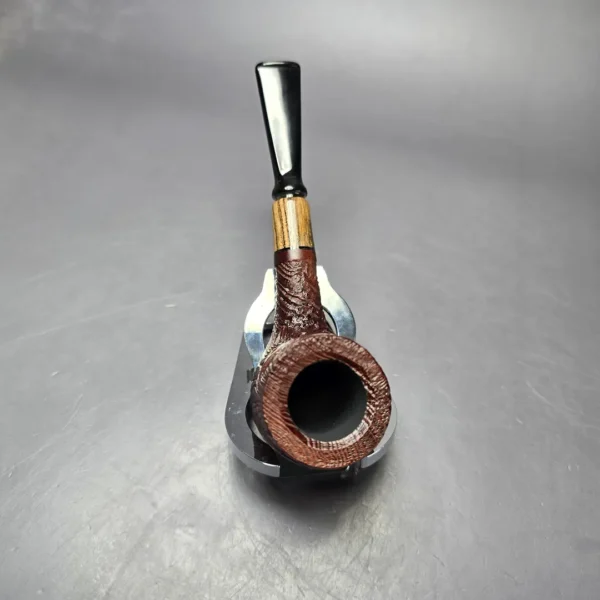 MBSD Briars by Piero Vitale Vintage Sandblasted Billiard w/ Olivewood Briar Pipe, New - Image 6
