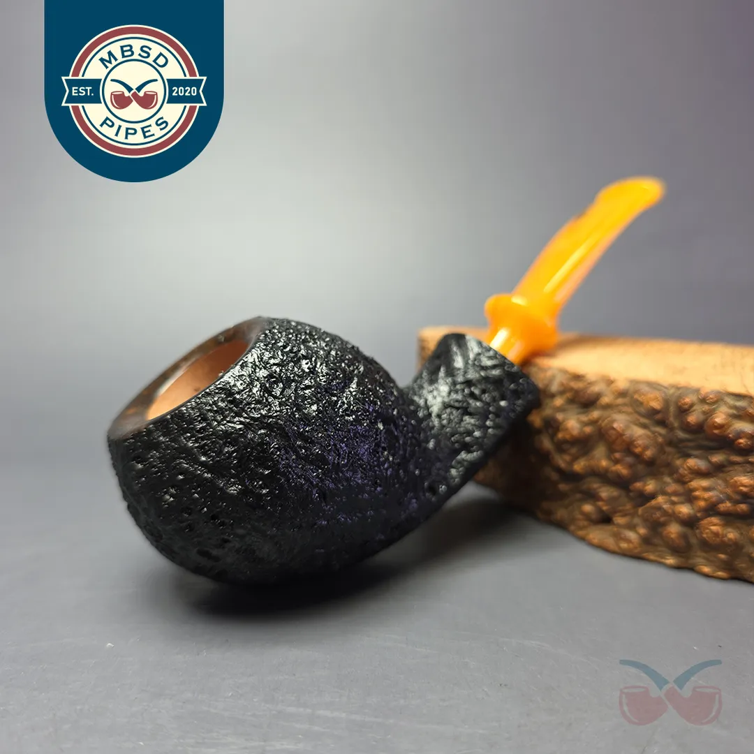 Buckeye Hand Made Partially Sandblasted Blowfish Briar Pipe, New