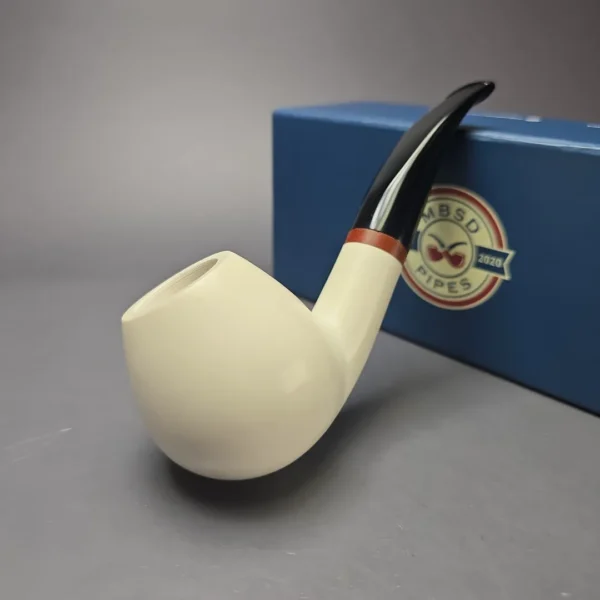 MBSD Meerschaum Deluxe Smooth Brandy Block Meerschaum Pipe, Briar-Mortise, 9mm - Image 4