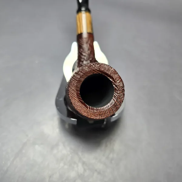 MBSD Briars by Piero Vitale Vintage Sandblasted Billiard w/ Olivewood Briar Pipe, New - Image 7