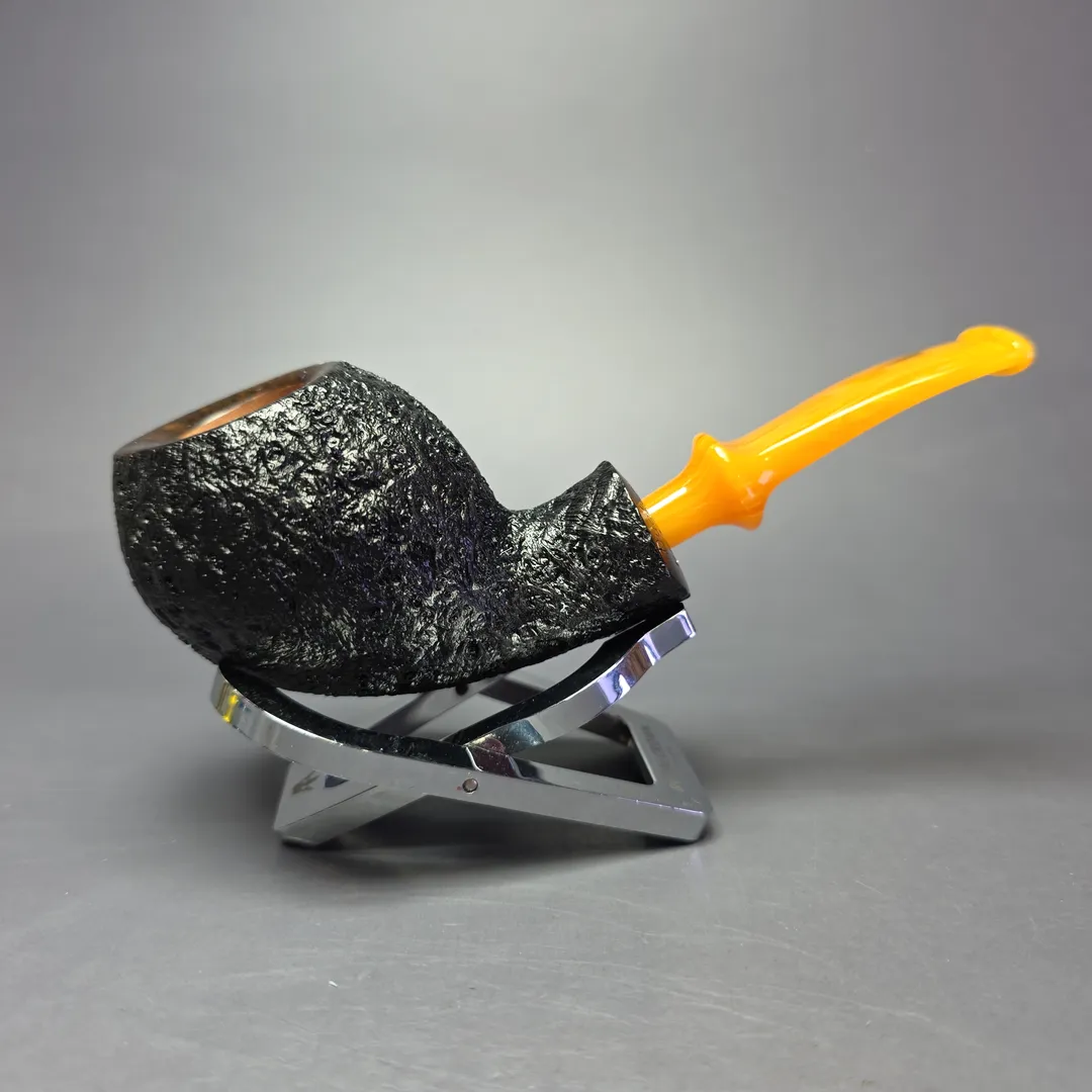 Buckeye Hand Made Partially Sandblasted Blowfish Briar Pipe, New - Image 2