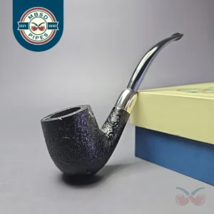 MBSD Briars Timeless Traditions 2 Sandblasted Bent Billiard w/ Silver Handmade Briar Pipe, New