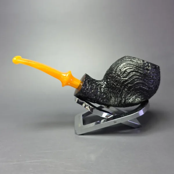 Buckeye Hand Made Partially Sandblasted Blowfish Briar Pipe, New - Image 4