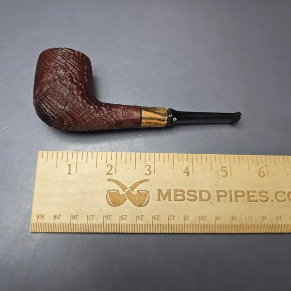 MBSD Briars by Piero Vitale Vintage Sandblasted Billiard w/ Olivewood Briar Pipe, New - Image 10