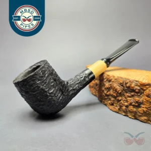 MBSD Briars by Piero Vitale Black Rusticated Billiard w/ Boxwood Briar Pipe, New