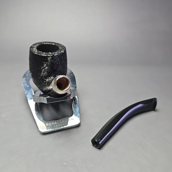 MBSD Briars Timeless Traditions 2 Sandblasted Bent Billiard w/ Silver Handmade Briar Pipe, New - Image 8