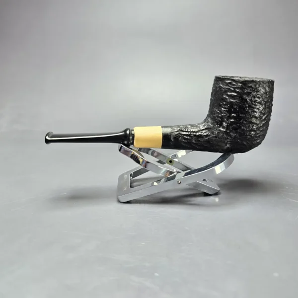MBSD Briars by Piero Vitale Black Rusticated Billiard w/ Boxwood Briar Pipe, New - Image 4
