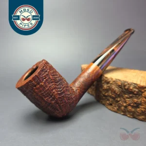 Nate Rose Contrast Sandblasted "LB" Billiard Handmade Briar Pipe, New