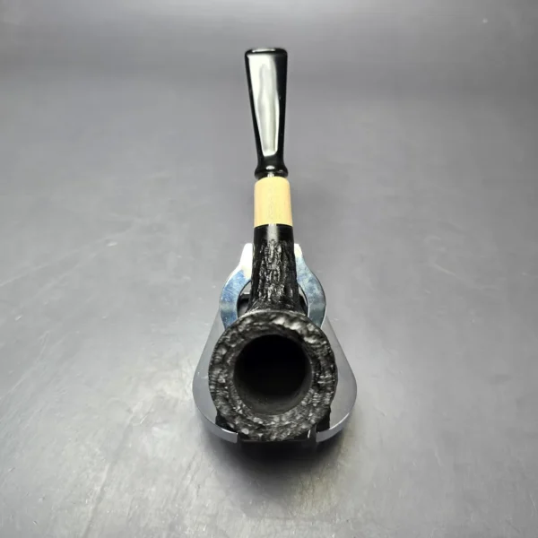 MBSD Briars by Piero Vitale Black Rusticated Billiard w/ Boxwood Briar Pipe, New - Image 6
